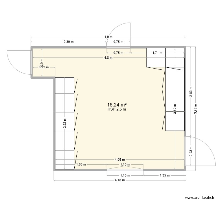 Moulinet. Plan de 1 pièce et 16 m2