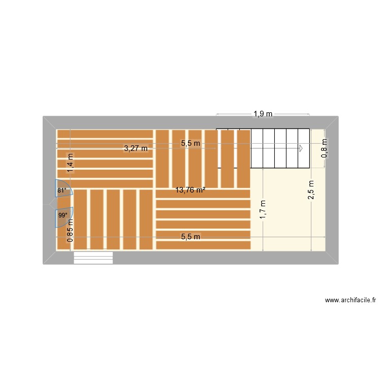 annexe 1er. Plan de 1 pièce et 14 m2