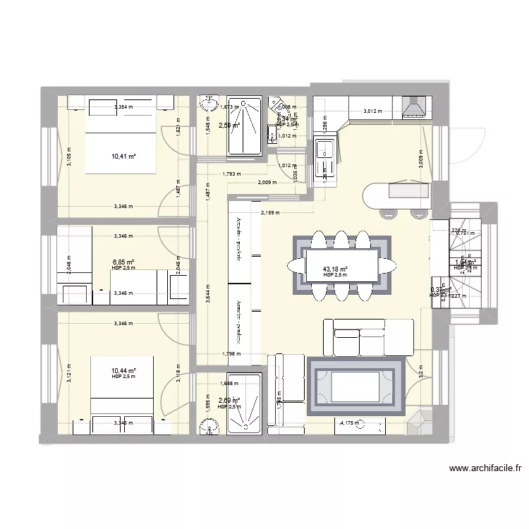 plan garage & &eacute;tage 8. Plan de 16  et 164 m²