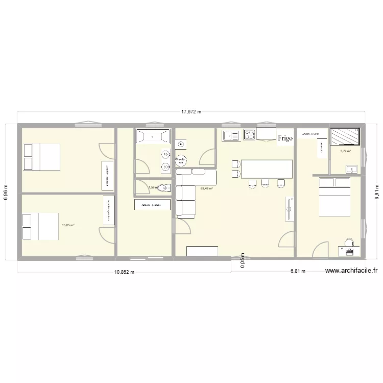 Reno Maison2. Plan de 4  et 110 m²