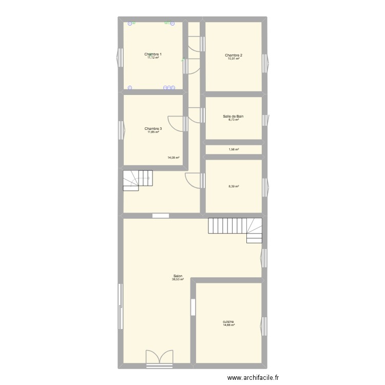 la Bathie. Plan de 9 pièces et 118 m2