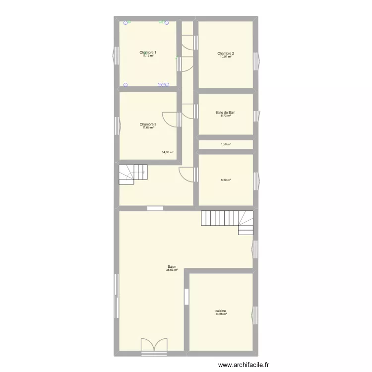 la Bathie. Plan de 9 pièces et 118 m² la Bathie. Plan de 9 pièces et 118 m²