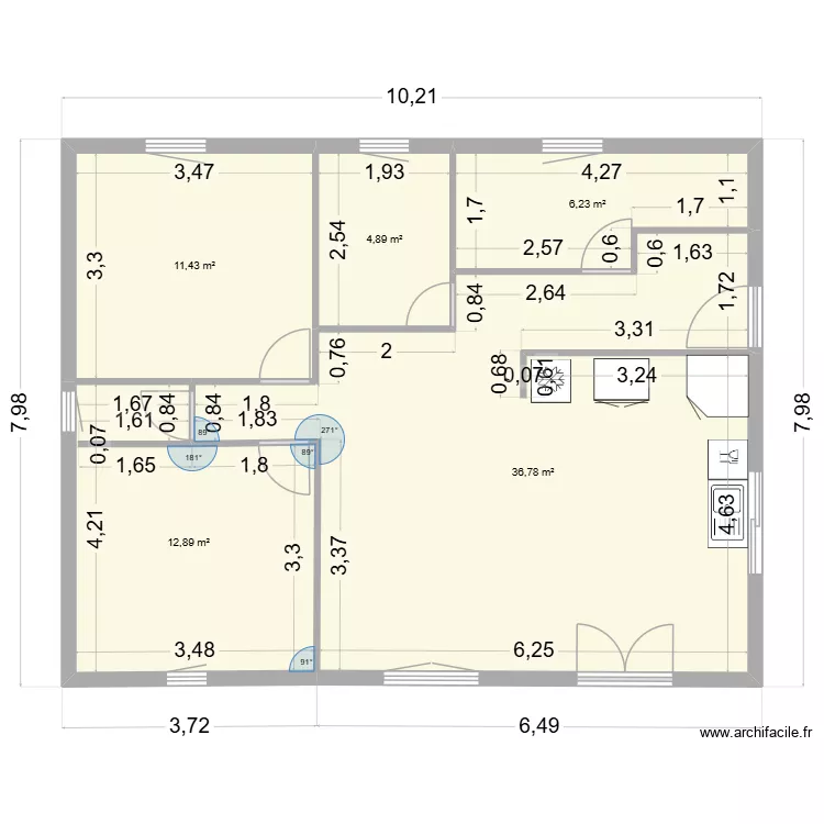 montbazin. Plan de 5  et 72 m²
