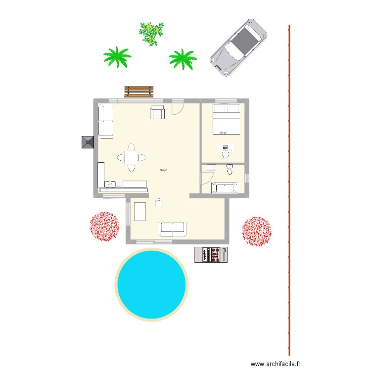 844. Plan de 2 pièces et 76 m2