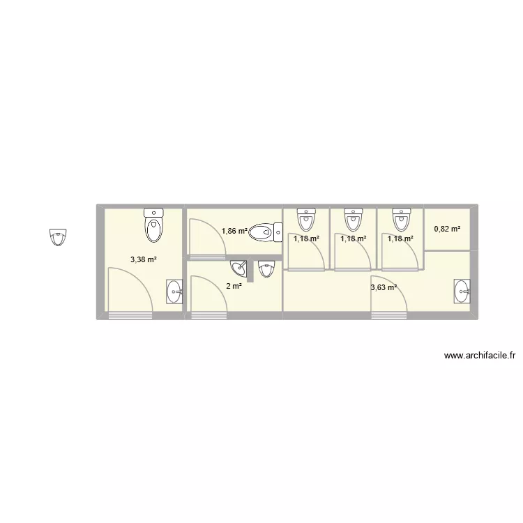 WC gorges. Plan de 8 Pièces et 15 m²