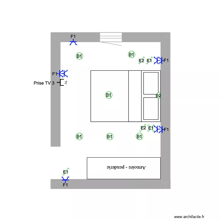CHAMBRE 3. Plan de 