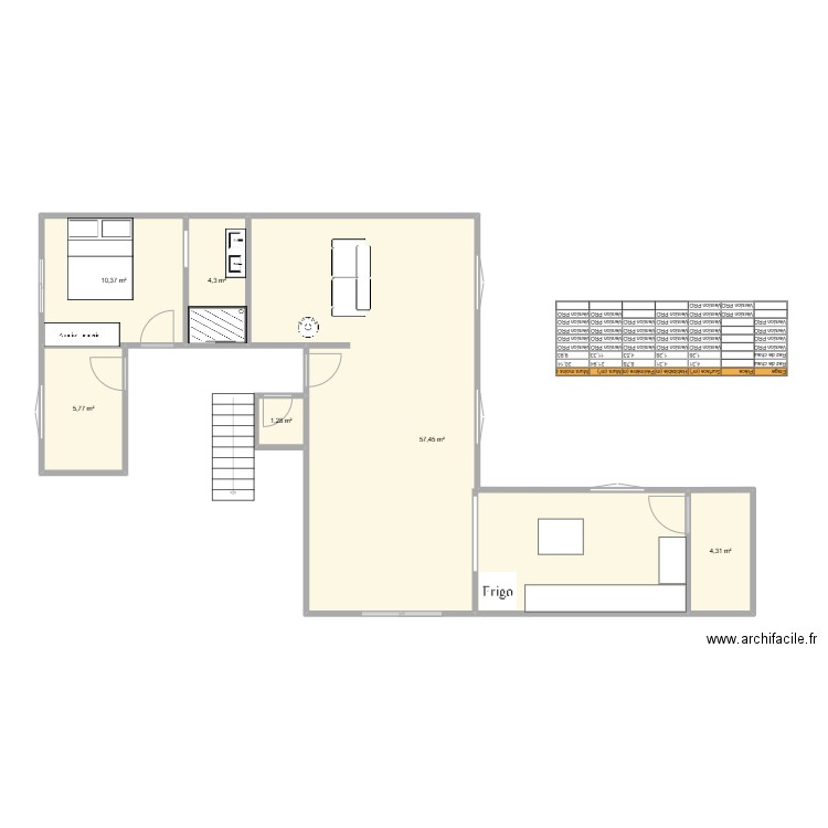 RdC2. Plan de 6 pièces et 83 m2