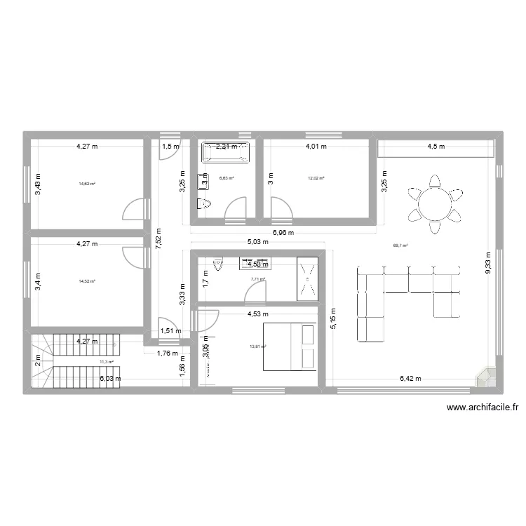 Lukavica 5.5 pcs. Plan de 8 pièces et 150 m²