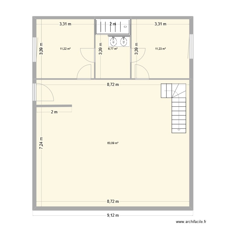 bordelongue2. Plan de 4 pièces et 92 m2