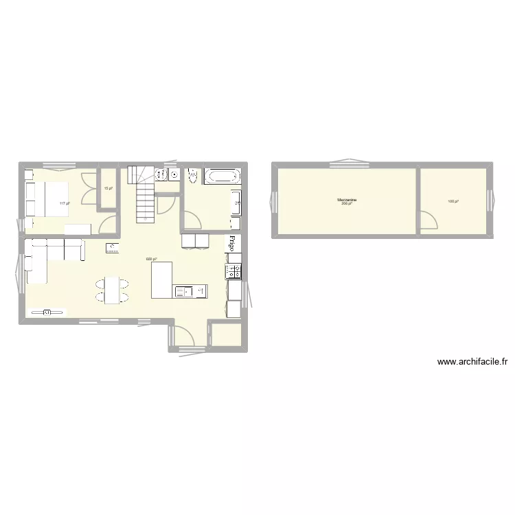 28x32. Plan de 5 pièces et 96 m²