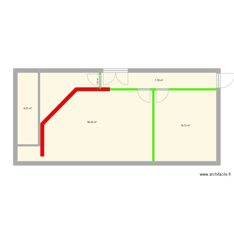 pilotage 1. Plan de 4 pièces et 71 m2