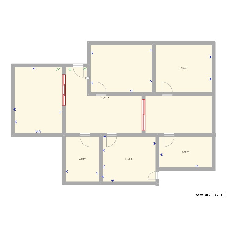 Mhemid. Plan de 5 pièces et 124 m2