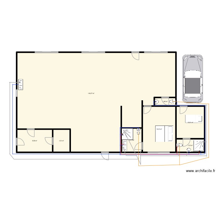 plombier plombier. Plan de 8 pièces et 204 m2