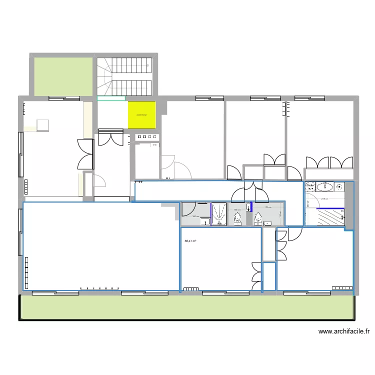 Appartement Enghien Mora am&eacute;nagements salles d'eau WC. Plan de 