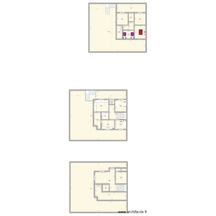 Rez de Chaussée. Plan de 24 pièces et 672 m2