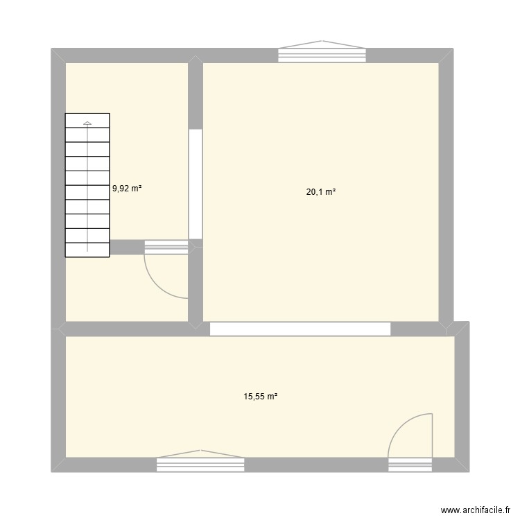 Rez-chaussée Hyon. Plan de 3 pièces et 46 m2