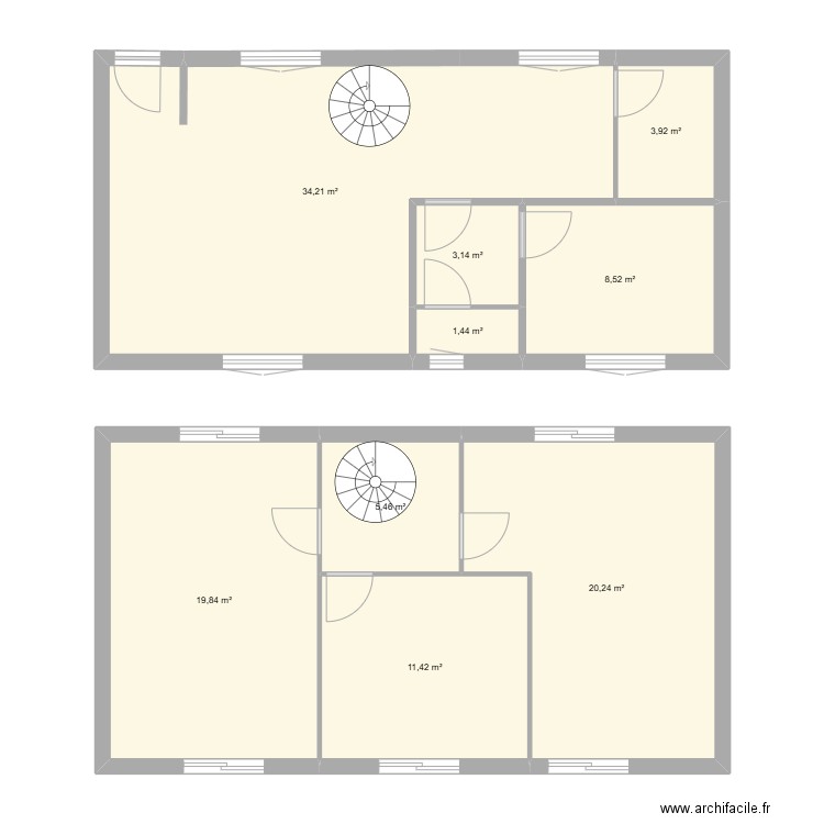 logement 72. Plan de 9 pièces et 108 m2