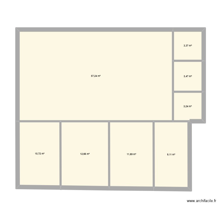 cab. Plan de 8 pièces et 112 m2
