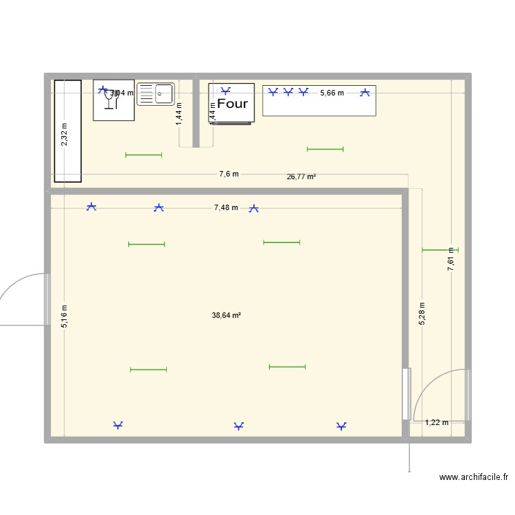 Charlier Messancy. Plan de 2 pièces et 65 m2