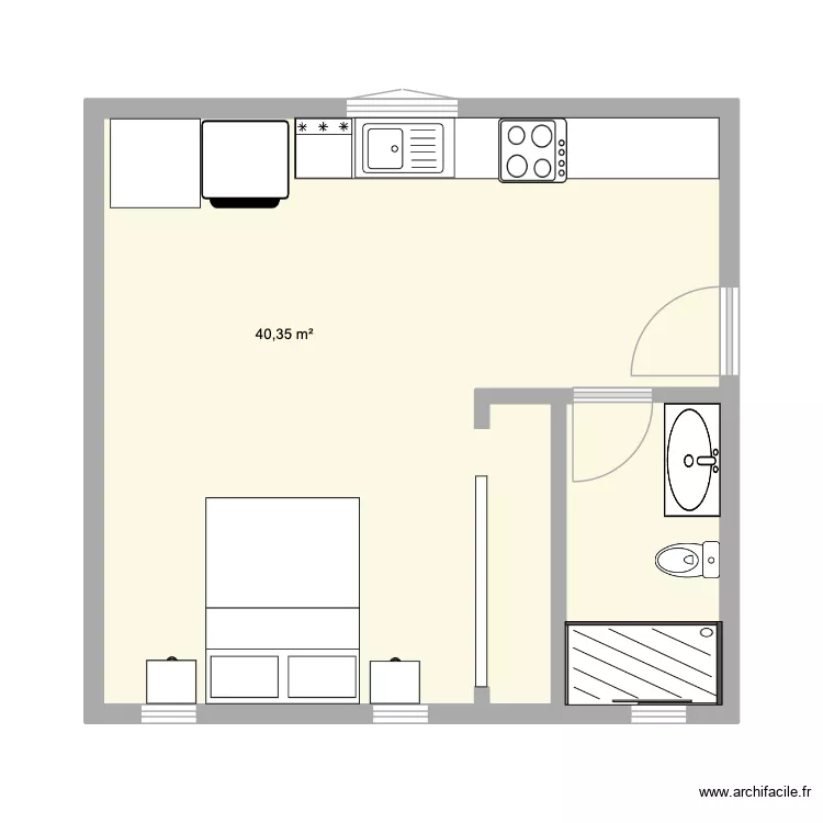 Bungalow 40m2. Plan de 