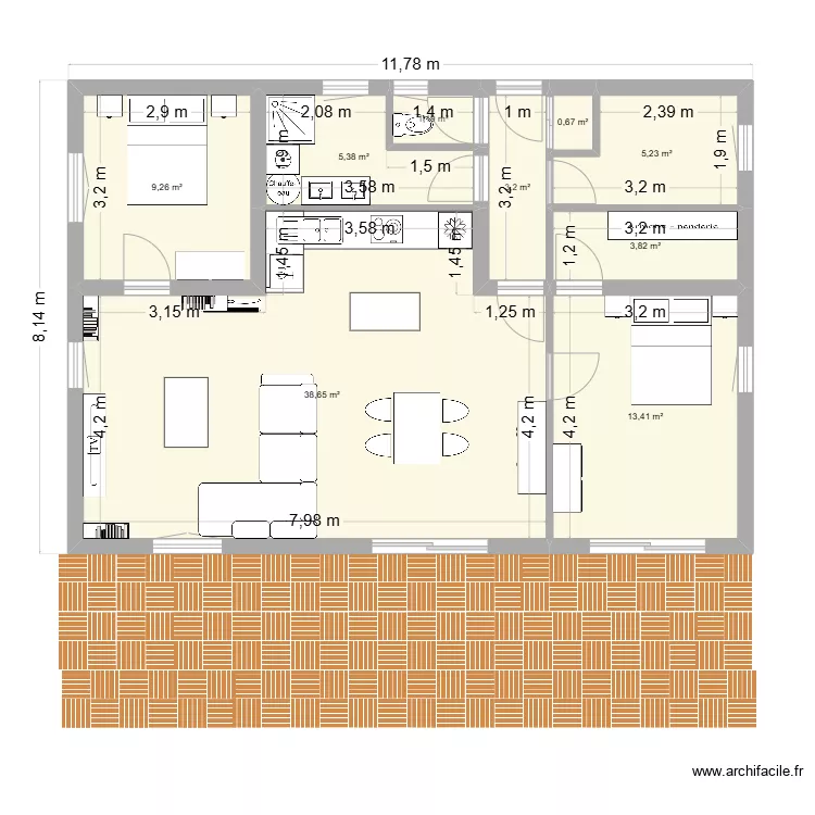 PLAIN PIED 2 CHAMBRES. Plan de PLAIN PIED 2 CHAMBRES. Plan de