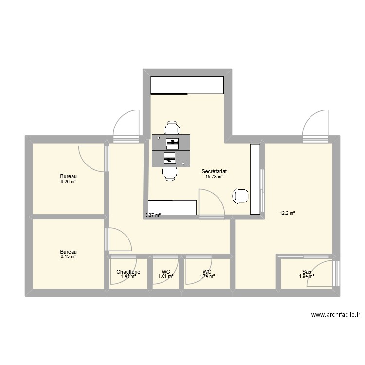 ACCUEIL SVDP ok bis. Plan de 9 pièces et 55 m2