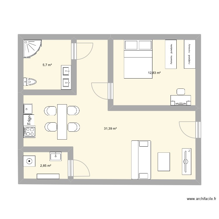 Plans 2. Plan de 4 pièces et 53 m2