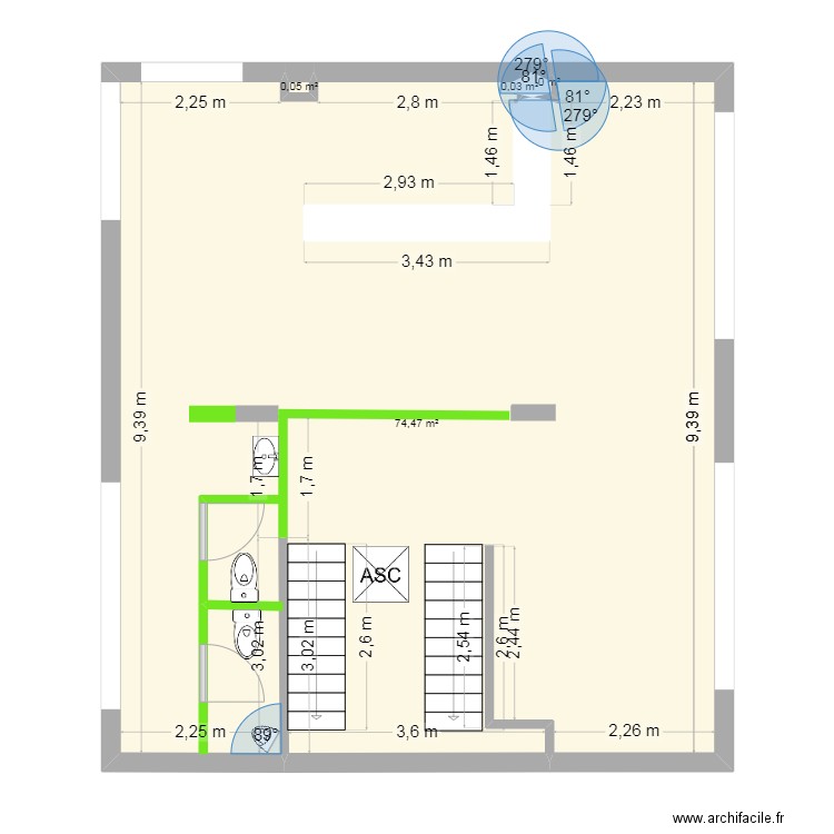 bistro paris restaurant. Plan de 4 pièces et 75 m2