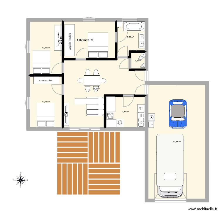 v1,1. Plan de 8 pièces et 111 m2