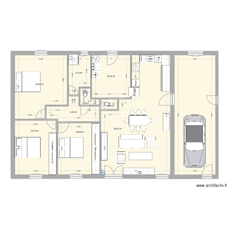 Maison avec meubles. Plan de 10 pièces et 139 m2