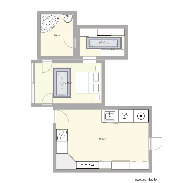 MAISON STAGE. Plan de 4  et 75 m²