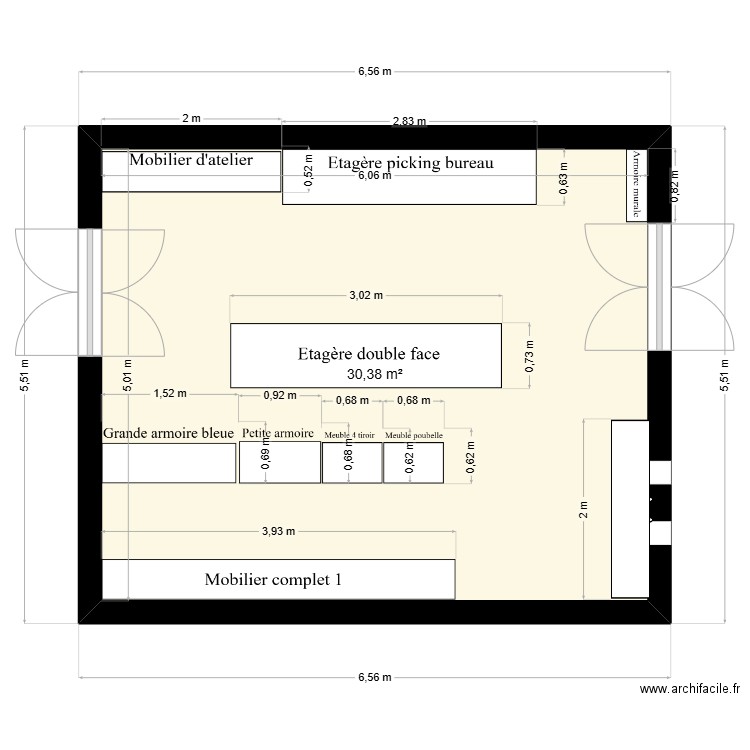 Plan officiel. Plan de 1 pièce et 30 m2