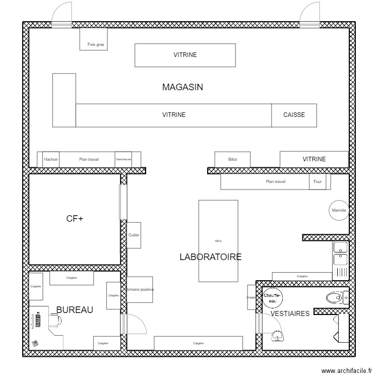 PORGE. Plan de 4 pièces et 162 m2