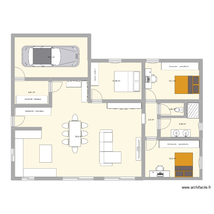 Maison cuisine salon SUD 2. Plan de 0 pièce et 0 m2