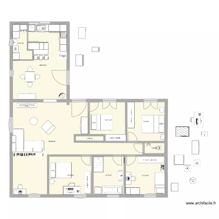Maison Notre Dame idee 9. Plan de 10  et 136 m²