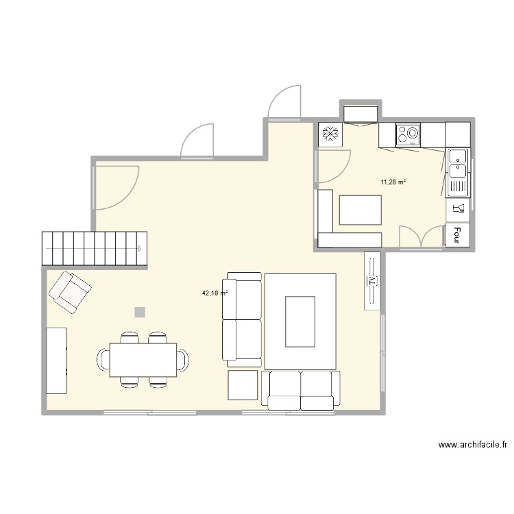 maison 3 lucs. Plan de 2 pièces et 53 m2