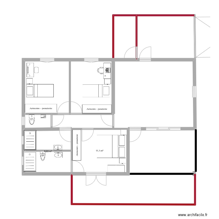 DEBO1. Plan de 2 pièces et 20 m2