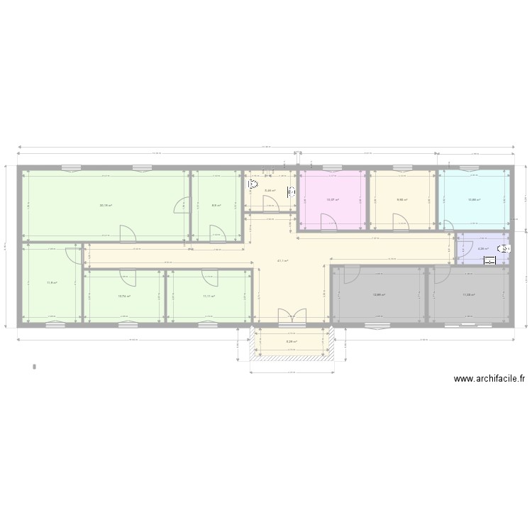 pole sante. Plan de 14 pièces et 184 m2