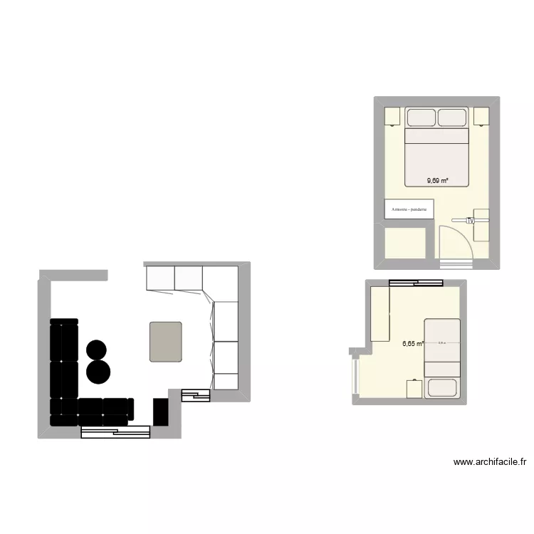 M'diq. Plan de 2 Pièces et 16 m²