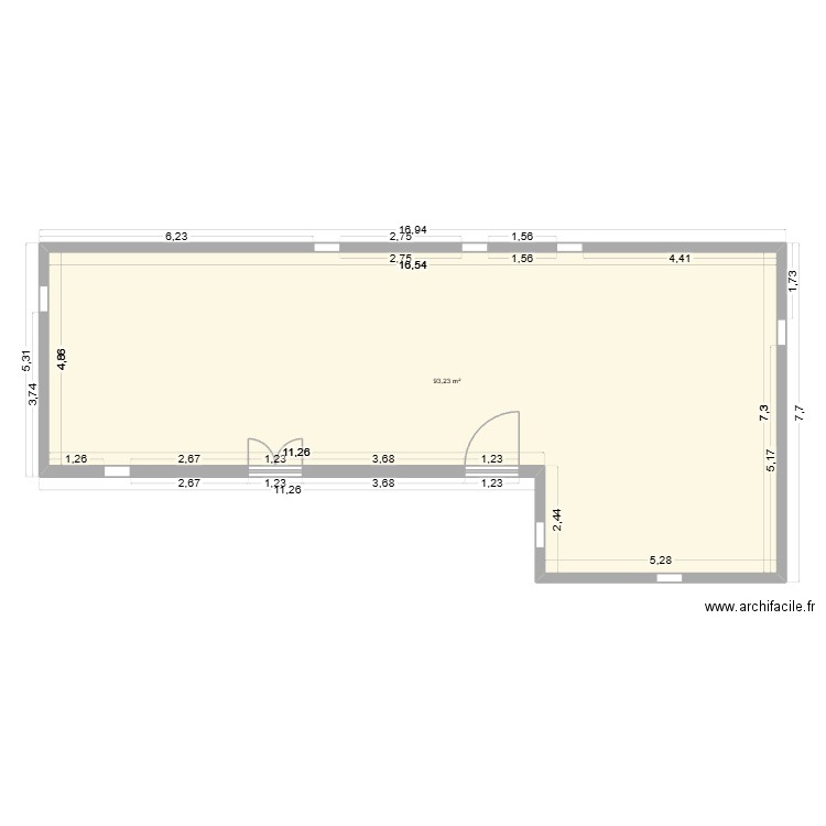Plan de base. Plan de 1 pièce et 93 m2