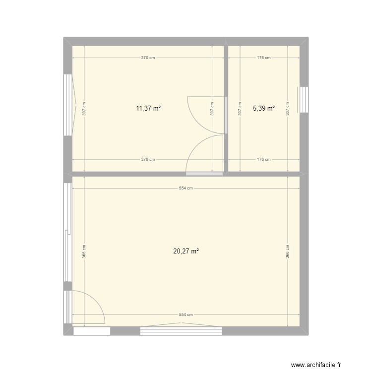 PLan globale PM. Plan de 3 pièces et 37 m2