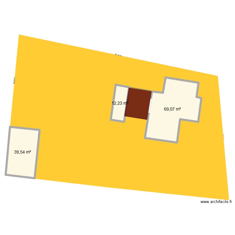 sas. Plan de 3 pièces et 121 m2