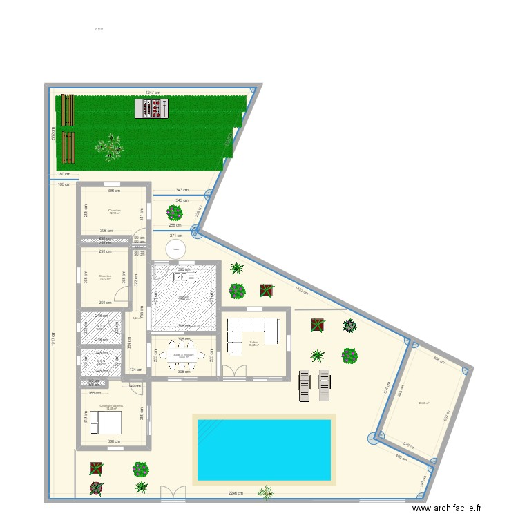Villa L. Plan de 14 pièces et 514 m2