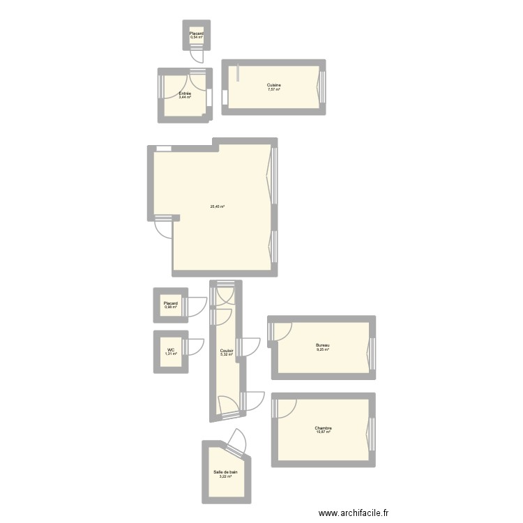 Chatillon. Plan de 4 pièces et 37 m2