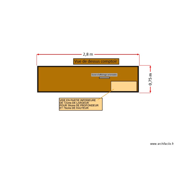 VUE DESSUS COMPTOIR ACCUEIL - CAISSE PMR. Plan de 0 pièce et 0 m2