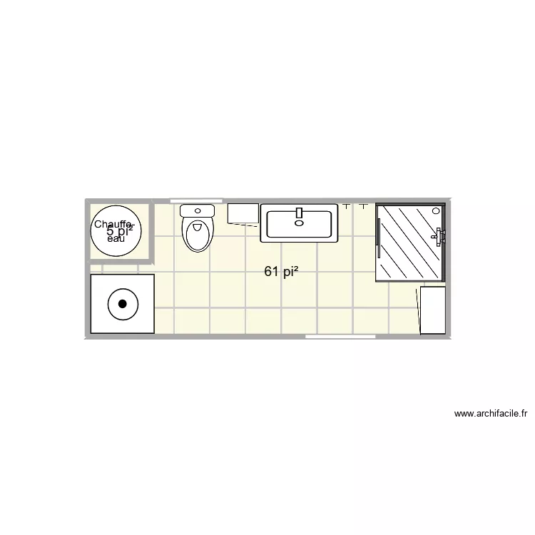 salle de bain chalet 2. Plan de 2  et 6 m²
