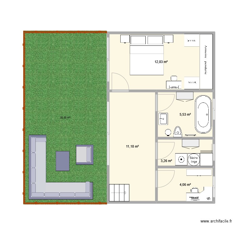 archi 2. Plan de 5 pièces et 37 m2