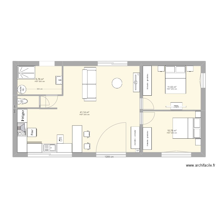 Nouveau plan dépendance . Plan de 4 pièces et 69 m2