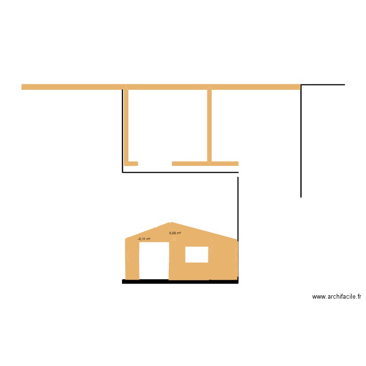 cabane. Plan de 2 pièces et 0 m2