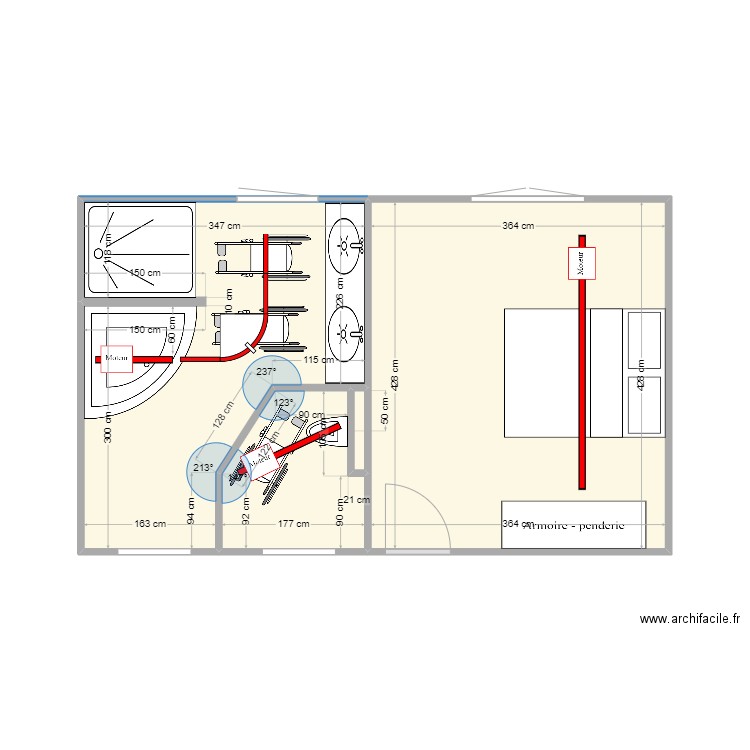 WELLER  rail droit. Plan de 4 pièces et 30 m2